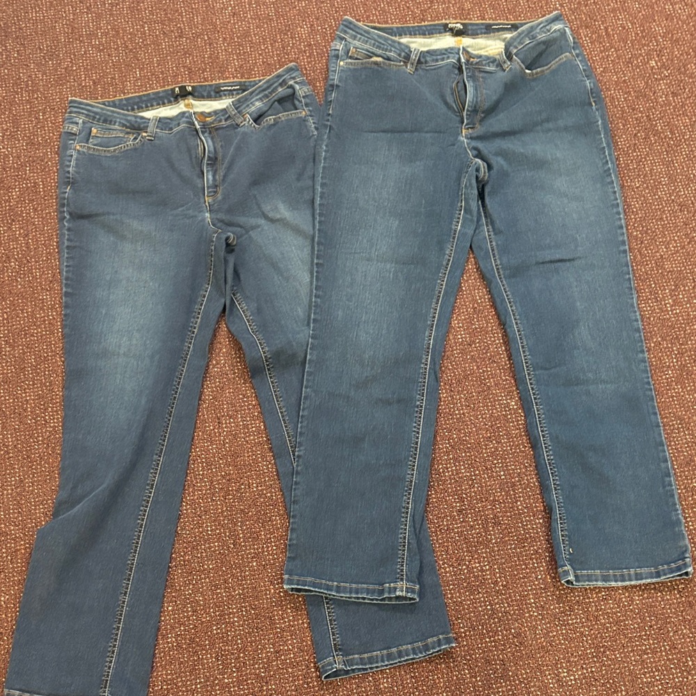 Jones New York Lexington straight 2 pairs Classic Blue Women's Jeans 14